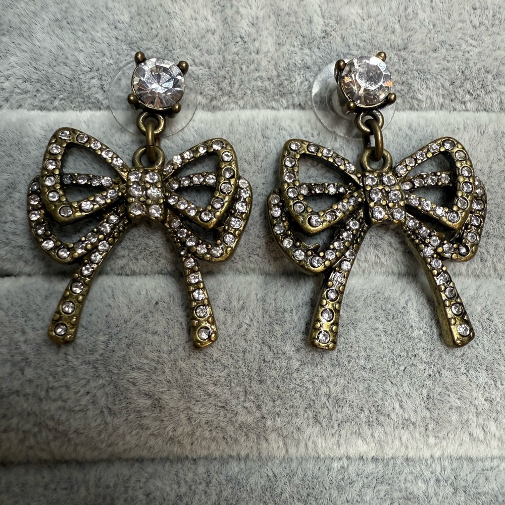 Betsey Johnson Elegant Bow Crystal Earrings